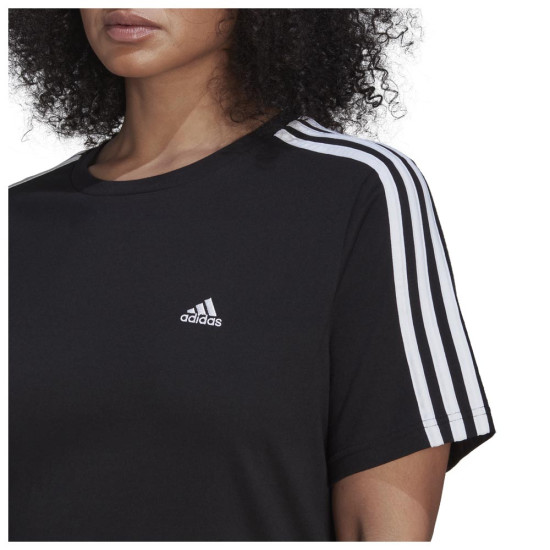 Adidas Γυναικεία κοντομάνικη μπλούζα Essentials Slim 3-Stripes Tee (Plus Size)